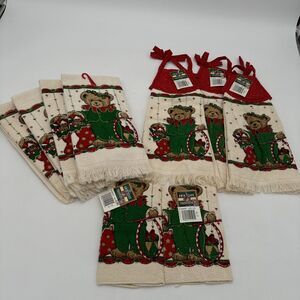 NOS 9 Pc Terrycloth Kitchen Hand, Dish, Tie Towels Toyland Bear Kmart Cannon